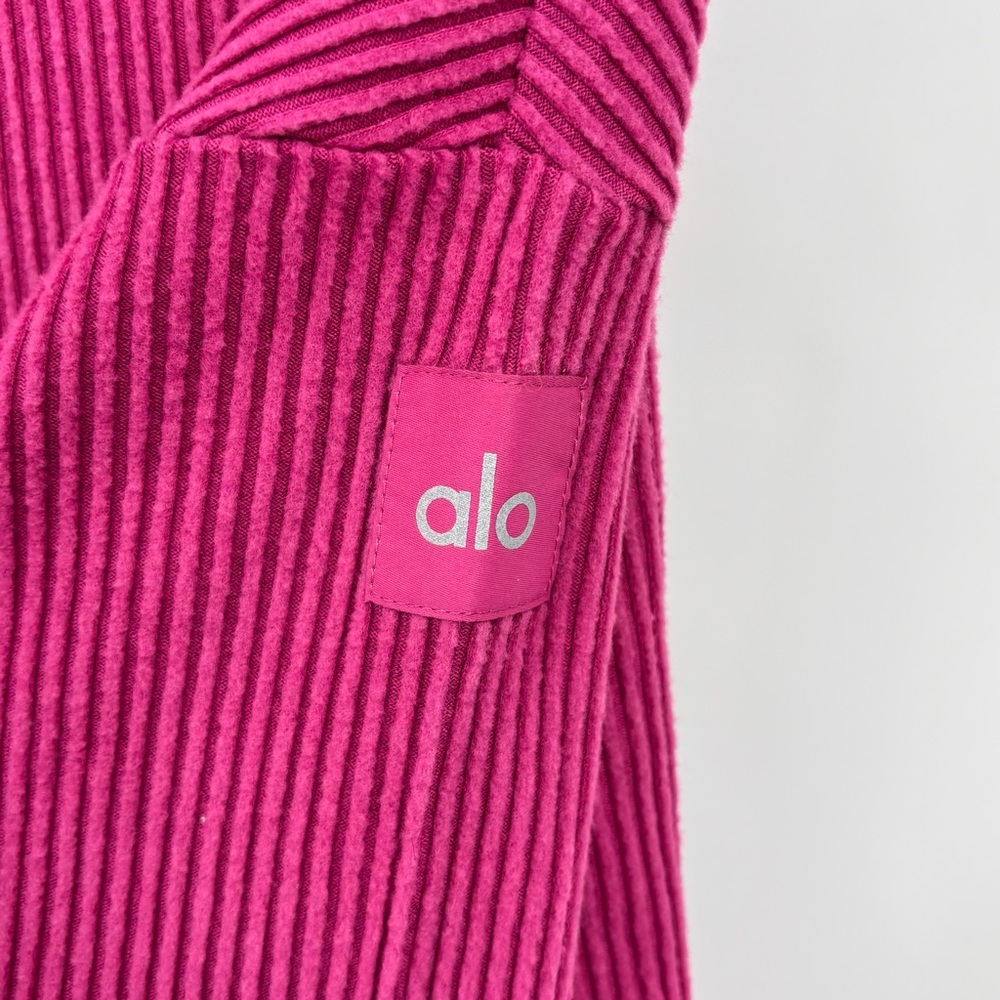 ALO Yoga muse ribbed cropped hoodie raspberry Sorbet XS athleisure - Picture 4 of 9